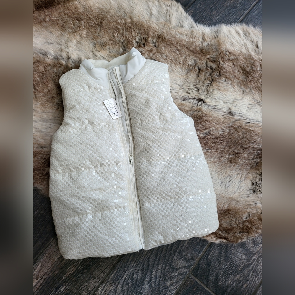 Sequin vest NWT white/cream child size M 7/8